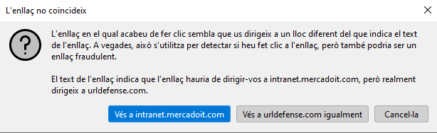L'enllaç no coindideix