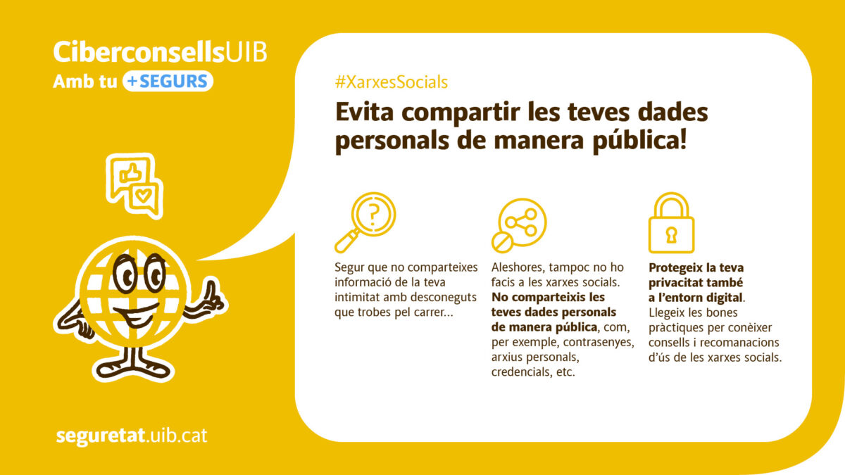 Evita compartir les teves dades personals de manera pública!